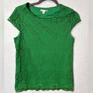Sophie Max Green Lace Sleeveless Top Small